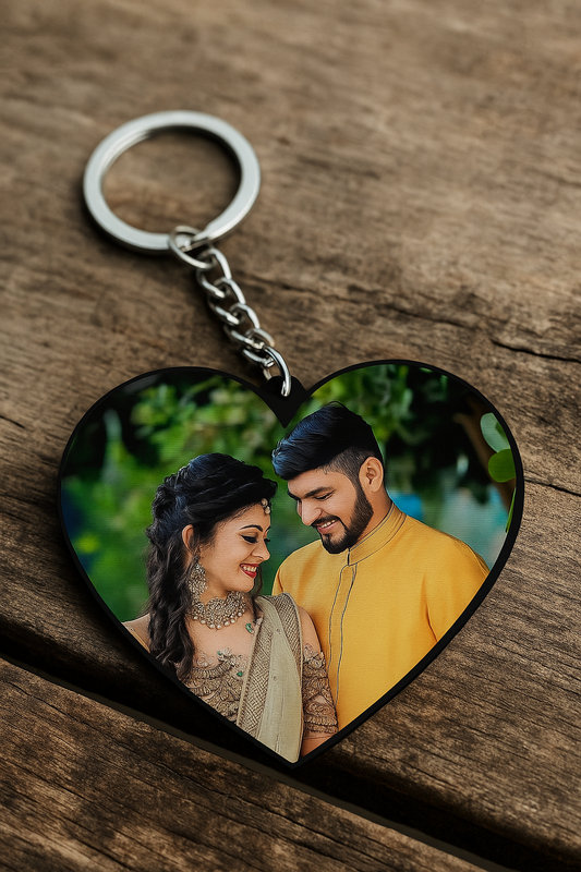 Custom Photo Heart Keychain - Personalized Gift for Loved Ones