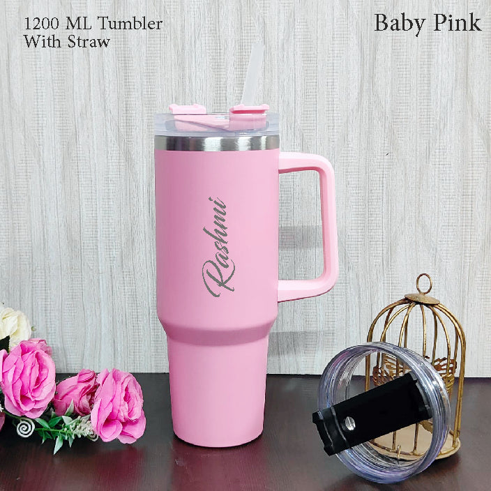 Pink Stanley Style Tumbler with Custom Name Engraving | 40oz