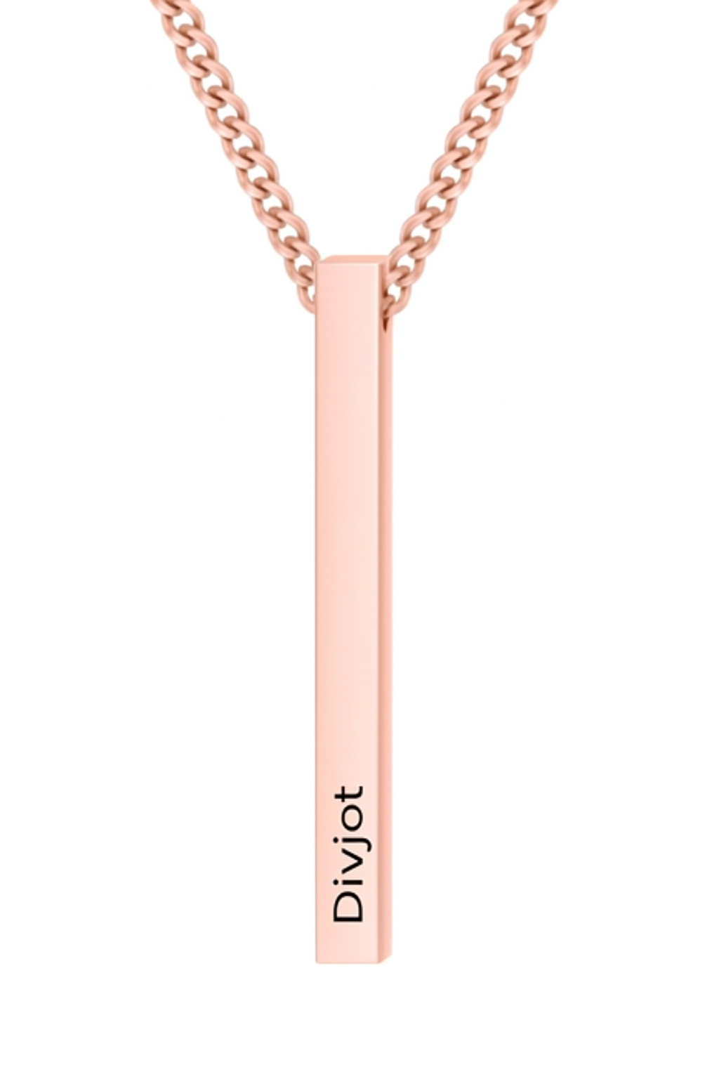 Personalised Rose Gold Vertical Bar Name Necklace