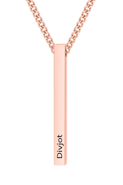 Personalised Rose Gold Vertical Bar Name Necklace