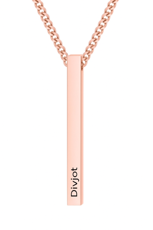 Personalised Rose Gold Vertical Bar Name Necklace