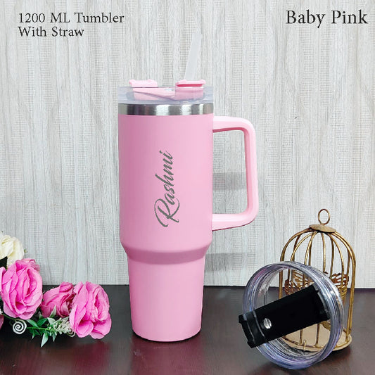 Pink Stanley Style Tumbler with Custom Name Engraving | 40oz