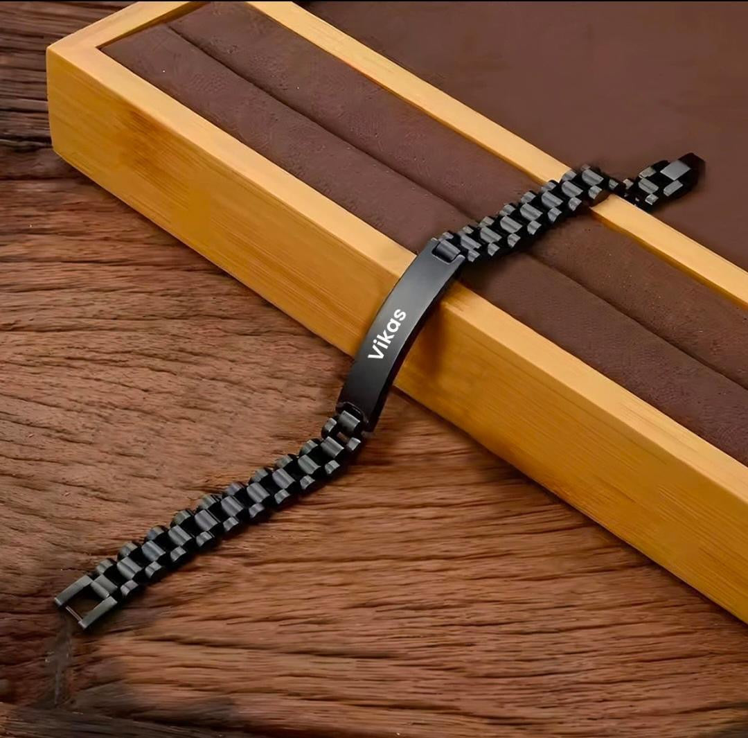 Personalized Engraved Metal Bracelet - Custom Name Jewelry (Gold/Silver/Black)