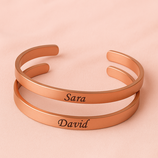 Personalized Rose Gold Half Kada – Custom Name Engraved (6mm / 8mm)
