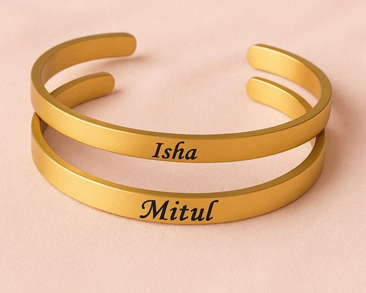 Customised Golden Half Kada – Personalised Name Bracelet