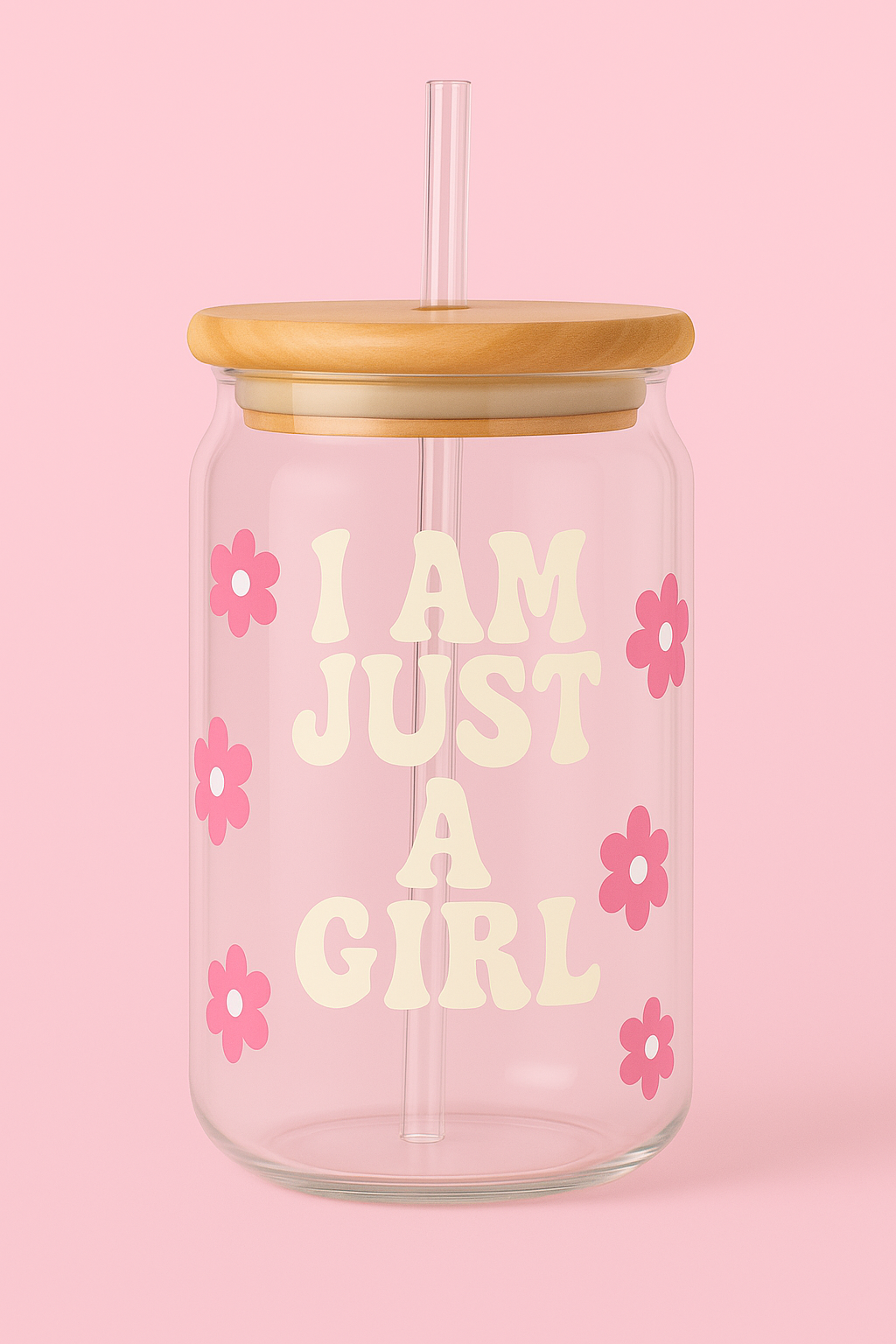 I Am Just A Girl Glass Tumbler With Straw